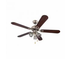 Klarstein Charleston Ventilateur de plafond rétro 122cm 3 lampes 60W Bois Inox