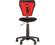 Ministyle Chat Noir- Chaise De Bureau Pour Enfant. En Tissu. Rouge / Noir.