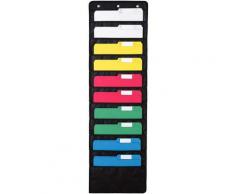 Betterlife - Organiseur De Dossiers Mural, 10 Poches, Noir, Porte Revue Mural Pour Le Bureau, La