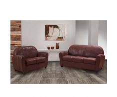 Salon CLUB BUFALLO 2 places + 3 places marron vintage - marron