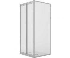 Cabine de douche angulaire fixe+saloon 2 portes pivotantes verre transparent h 198 mod. West 80X90