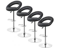 4*Tabouret haut bar cuisine fixe pivotant réglable en hauteur avec repose-pieds
