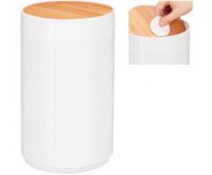 Poubelle salle de bain 5l, couvercle oscillant en bambou, moderne, plastique, 5,5 l, h x d 26,5 x