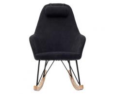 Rocking chair en tissu avec pieds métal JHENE - Noir velours