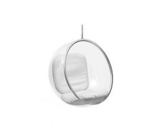 Fauteuil suspendu Popi Chair - Simili Cuir Blanc Plexiglas, Faux cuir, Métal, Cuir, Plastique