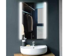 Design Miroir Mural Miroir Lumineux à LED pour Salle de Bain Blanc Froid 70*50 cm