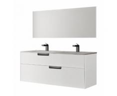 Batinea - Meuble de salle de bain Noa, blanc, 120 - double vasques, avec miroir, sans colonne