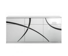 Altobuy - ALYSSA - Buffet 3 Portes 3 Tiroirs Laqué Brillant Blanc - Blanc