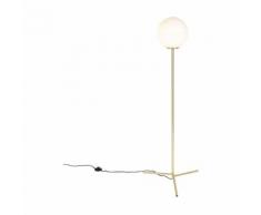Lampadaire Art Déco en laiton avec verre blanc laiteux - Pallon Qazqa Art Deco Luminaire interieur