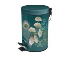 Poubelle à Pédale Imprimé 'ginkoblue' 3l Vert - Paris Prix