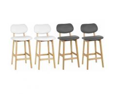 SiFree®Tabouret de Bar Lot de 4,Tabouret de Cuisine Design en Cuir Artificiel et Bois,GRIS