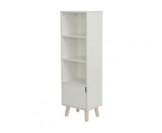 Étagère armoire meuble design bibliothèque 40*30*130cm bois de chêne massif - Blanc - Blanc