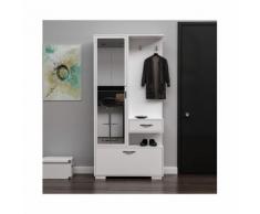 Vestiaire - Meuble d'Entree Alda Armoire - avec etageres a Chaussures, Miroir, Portes, Tiroir,