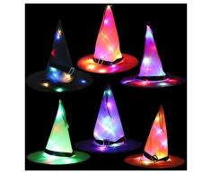 Chapeau de Sorcière Décoration d'halloween 6PCS Suspendu éclairé Rougeoyant Décorations avec