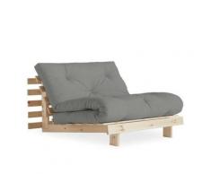 Fauteuil convertible futon ROOTS pin naturel coloris gris couchage 90 x 200 cm. - gris