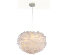 Lustre Suspension en Plumes Blanche 30CM E27 40W pour Chambre d’enfant, Salon, Décor