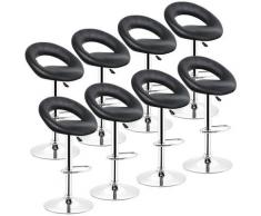 Oobest - Tabouret de bar lot de 8 en cuir artificiel avec poignée réglage en hauteur 82cm -102cm