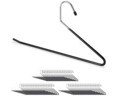 60 x cintres à pantalons revêtement pvc antidérapant en métal 35 cm, noir