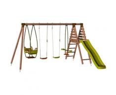 Station avec portique en bois balançoire et toboggan - Jacinthe