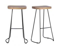 Tabourets de bar manguier massif et métal 75 cm (lot de 2) RUNKO