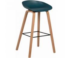 Tabouret haut Yäh Bleu Pacifique Polypropylène - Bois Bois Naturel - Bleu Pacifique Bois Naturel