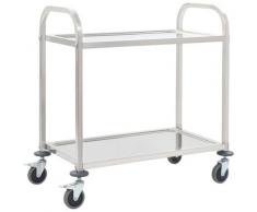 Chariot de cuisine à 2 niveaux 107x55x90 cm Acier inoxydable