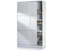 Armoire avec 2 portes coulissantes coloris blanc - Dim : L 120 x H200 x P 50 cm -PEGANE-