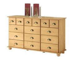 Commode COLMAR chiffonnier apothicaire rangement avec 12 tiroirs en pin massif finition