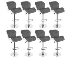WYCTIN®lot de 8 tabouret de bar,GRIS,Tank Bar Gris Blanc Chaises de Bar Cuir en Artificiel Hauteur