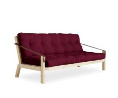 Banquette futon POETRY en pin massif coloris bordeaux couchage 130 x 190 cm. - bordeaux