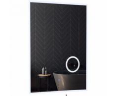 Homcom - Miroir lumineux LED grossissant de salle de bain 65 W interrupteur tactile 60L x 80H cm