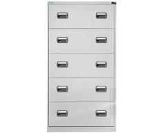 Classeur pour dossiers suspendus - 2 rangées, 5 tiroirs - gris clair / gris clair - Coloris façade: