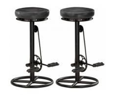 Tabourets de bar 2 pcs Noir Cuir véritable de chèvre