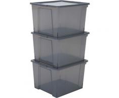 Iris Ohyama - . Lot de 3 boîtes de rangement en plastique avec couvercle - Useful Storage Box