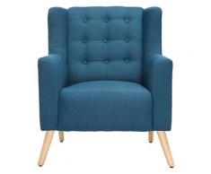 Fauteuil design scandinave bois BRIGHTON - Bleu canard