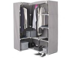 Armoire d'angle 1 penderie 10 étagères - Gris