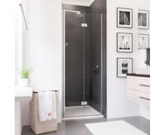 Porte de douche pivotante-pliante, verre 5 mm anticalcaire, profilé aspect chromé, Schulte, 80 x