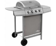 Barbecue gril à gaz avec 4 brûleurs Argenté