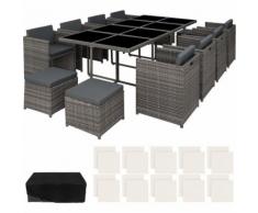 Tectake - Salon de Jardin NOUVELLE ORLEANS Résine Tressée et Aluminium Encastrable 1 Table 8