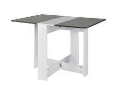 Table de séjour pliante de 4 à 6 personnes - L 104 x 76 x 74 cm - Décor béton et blanc - Décor