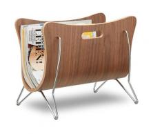 Relaxdays Porte-magazines en bois porte-revues support pour journaux poignée design rétro moderne