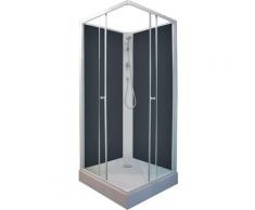 Cabine MINEA - Avec silicone - 80x80cm - Profilés aluminium - Fond gris - En kit