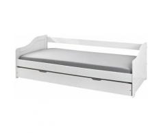 Altobuy - BARBARA - Lit Gigogne 90x190cm Bois Massif Vernis Blanc