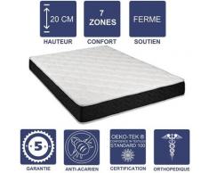 Matelas Latex 80 Kg/m3 + Aertech+ 35 Kg/m3 80x200 x 20 cm Ferme 7 Zones de Confort - Trés Respirant