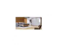 Chambre ASTO II , blanc laqué et chêne clair 180x200 cm - ARMOIRE: sans armoire - Blanc