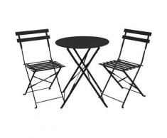 SVITA Meubles de balcon Bistroset Chaise Table Jardin Bistro Café Métal Meubles pliants noir
