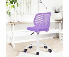 Chaise enfant étudiant ergonomique réglable roulant métal violet blanc