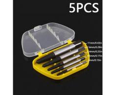 Extracteurs de vis cassees en acier, forets central 5 pcs 4 / 4.5 / 6.4 / 7.6 / 11 mm avec Casier