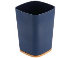 Gobelet et Porte brosse à dents Bleu marine avec base Bambou - Marine - Tendance