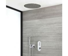 Hudson Reed Idro - Kit de Douche avec Mitigeur Thermostatique Pommeau Rond Encastrable 40cm et